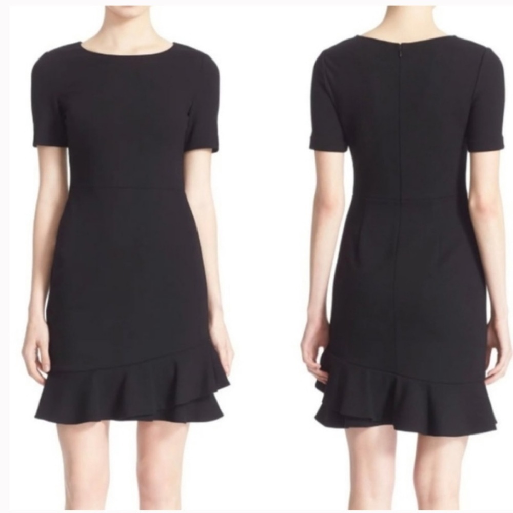 Diane Von Furstenberg DVF Serafina black crepe ruffle hem dress